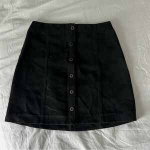 Hollister black suede button up skirt